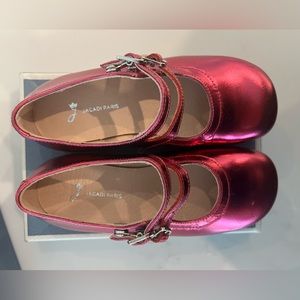 Jacadi Paris Magenta Glazed Leather Mary Janes- Size 10 Little Girls